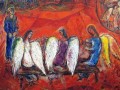 Abraham y tres ángeles detallan al contemporáneo Marc Chagall